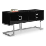 Beth Lacquer Finish And Stainless Steel Base Buffet / Console Table in Chrome