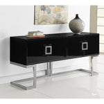Beth Lacquer Finish And Stainless Steel Base Buffet / Console Table in Chrome