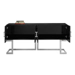 Beth Lacquer Finish And Stainless Steel Base Buffet / Console Table in Chrome