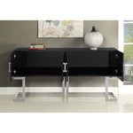 Beth Lacquer Finish And Stainless Steel Base Buffet / Console Table in Chrome
