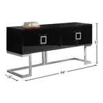 Beth Lacquer Finish And Stainless Steel Base Buffet / Console Table in Chrome