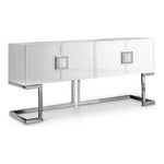 Beth Lacquer Finish And Stainless Steel Base Buffet / Console Table in Chrome