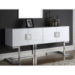 Beth Lacquer Finish And Stainless Steel Base Buffet / Console Table in Chrome
