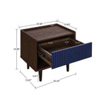Duane 20" Fluted Nightstand (1-Drawer) in Navy Blue