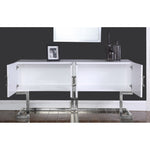 Beth Lacquer Finish And Stainless Steel Base Buffet / Console Table in Chrome