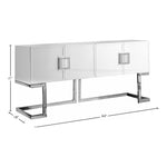 Beth Lacquer Finish And Stainless Steel Base Buffet / Console Table in Chrome