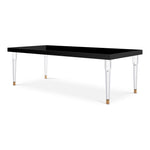 Bethany 94.5" Lacquer Finish Top And Acrylic Base Dining Table in Black