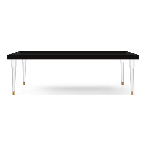 Bethany 94.5" Lacquer Finish Top And Acrylic Base Dining Table in Black