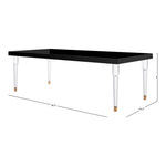 Bethany 94.5" Lacquer Finish Top And Acrylic Base Dining Table in Black