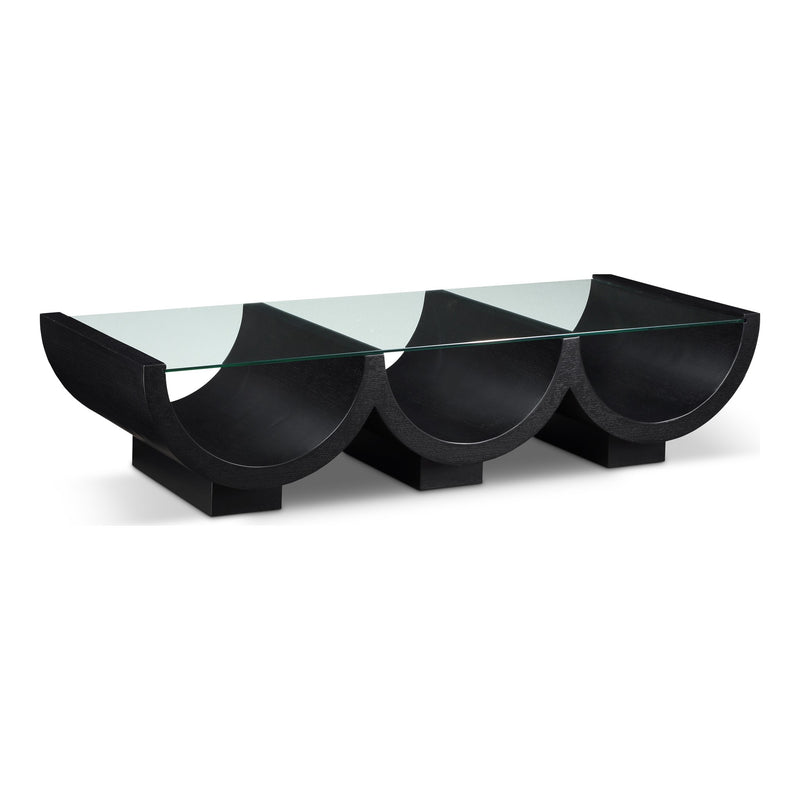 Beverwil Glass Top And Oak Veneer Base Coffee Table in Black