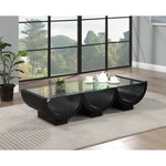 Beverwil Glass Top And Oak Veneer Base Coffee Table in Black