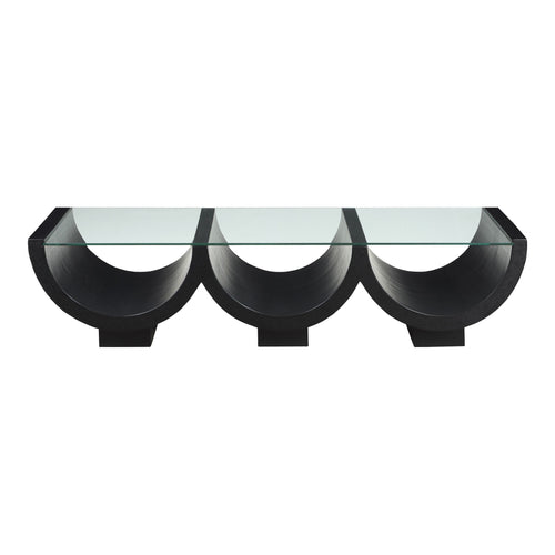 Beverwil Glass Top And Oak Veneer Base Coffee Table in Black