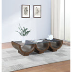 Beverwil Glass Top And Oak Veneer Base Coffee Table in Brown