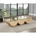Beverwil Glass Top And Oak Veneer Base Coffee Table in Natural
