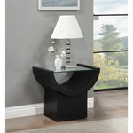 Beverwil Glass Top And Oak Veneer Base End / Side Table in Black