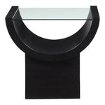 Beverwil Glass Top And Oak Veneer Base End / Side Table in Black