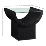 Beverwil Glass Top And Oak Veneer Base End / Side Table in Black