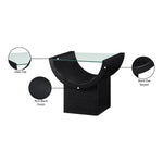 Beverwil Glass Top And Oak Veneer Base End / Side Table in Black