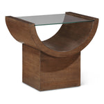 Beverwil Glass Top And Oak Veneer Base End / Side Table in Brown