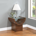 Beverwil Glass Top And Oak Veneer Base End / Side Table in Brown