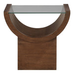 Beverwil Glass Top And Oak Veneer Base End / Side Table in Brown