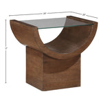 Beverwil Glass Top And Oak Veneer Base End / Side Table in Brown