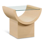 Beverwil Glass Top And Oak Veneer Base End / Side Table in Natural