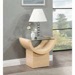 Beverwil Glass Top And Oak Veneer Base End / Side Table in Natural