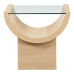 Beverwil Glass Top And Oak Veneer Base End / Side Table in Natural