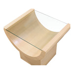 Beverwil Glass Top And Oak Veneer Base End / Side Table in Natural