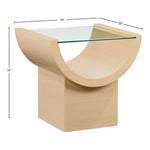 Beverwil Glass Top And Oak Veneer Base End / Side Table in Natural
