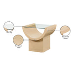 Beverwil Glass Top And Oak Veneer Base End / Side Table in Natural