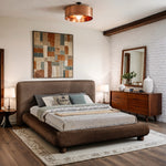 Blair Chenille Fabric Upholstered King Bed in Brown