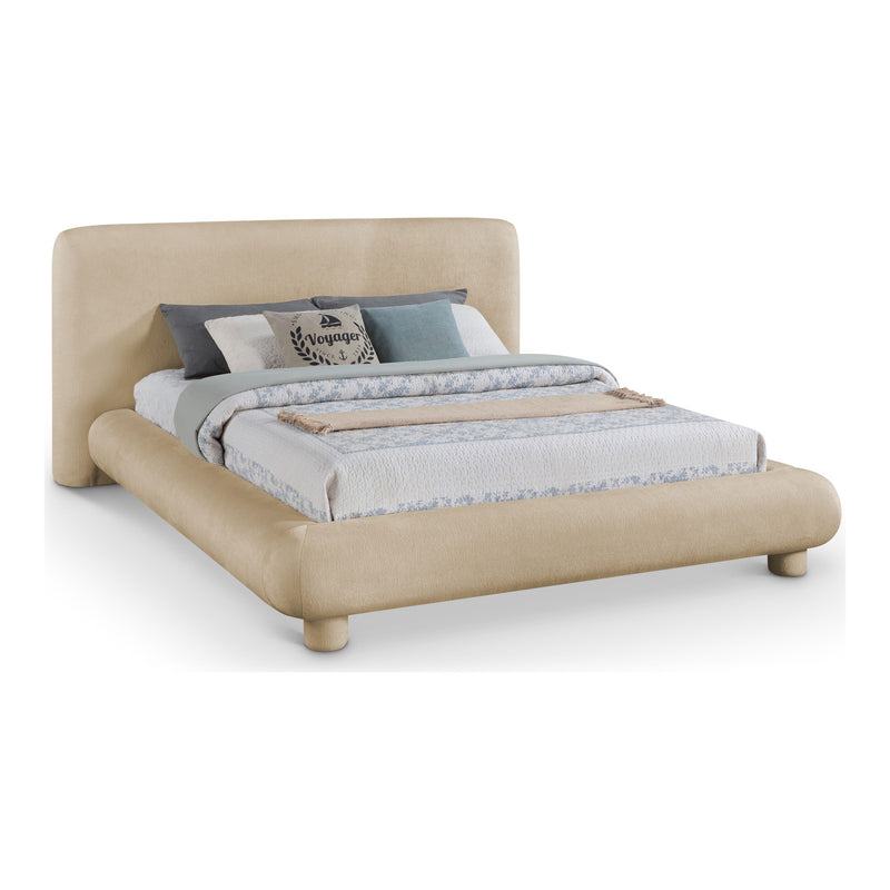 Blair Chenille Fabric Upholstered Queen Bed in Beige