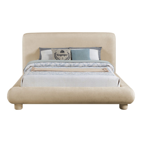 Blair Chenille Fabric Upholstered Queen Bed in Beige