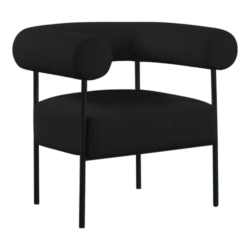 Blake Boucle Fabric Upholstered Accent Chair in Black