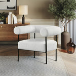 Blake Boucle Fabric Upholstered Accent Chair in Cream