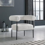 Blake Boucle Fabric Upholstered Accent Chair in Cream