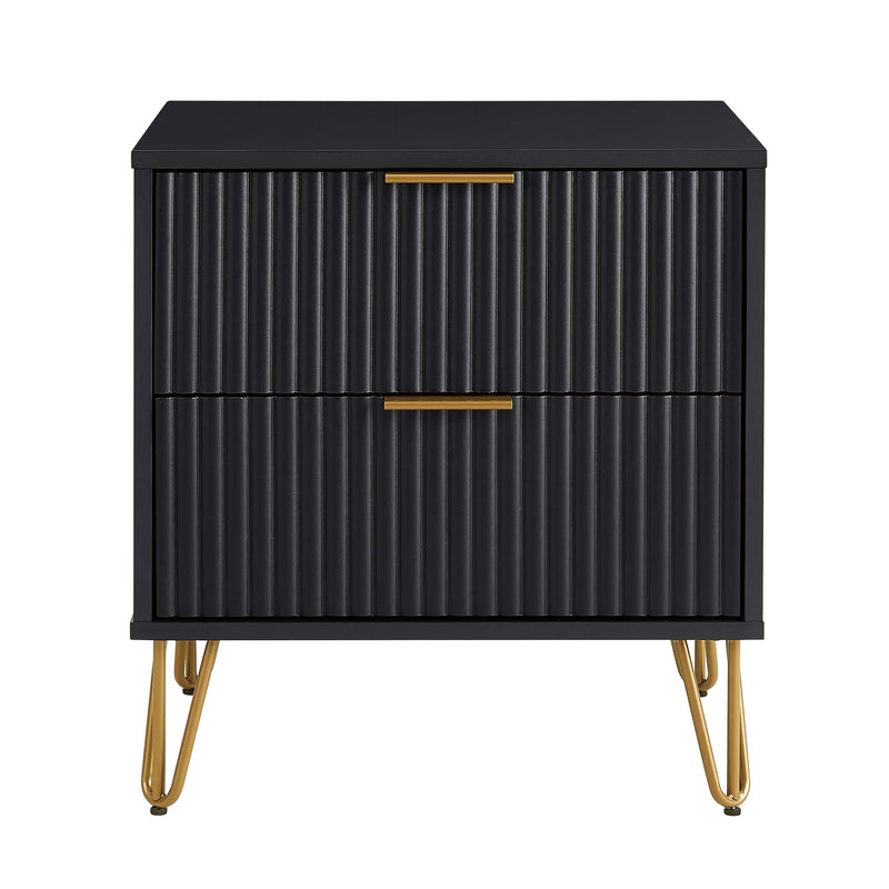 Dumbo 20" Fluted Nightstand (2-Drawer) in Black