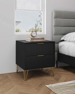 Dumbo 20" Fluted Nightstand (2-Drawer) in Black