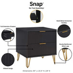 Dumbo 20" Fluted Nightstand (2-Drawer) in Black