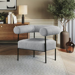 Blake Boucle Fabric Upholstered Accent Chair in Grey