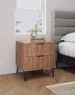 Dumbo 20" Fluted Nightstand (2-Drawer) in Golden Brown