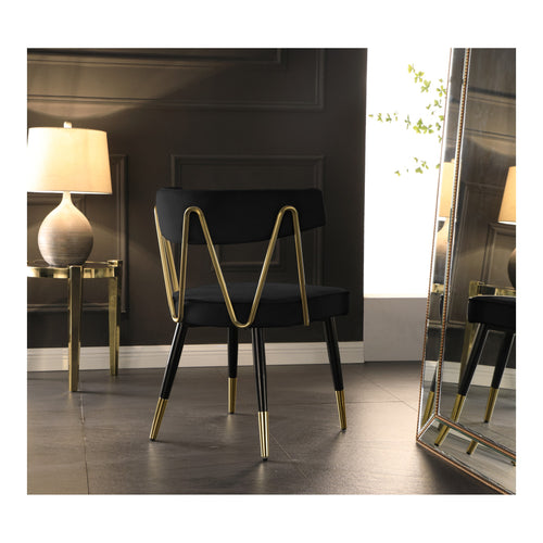 Rheingold Velvet Upholstered Dining Chair in Black