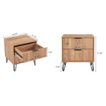 Dumbo 20" Fluted Nightstand (2-Drawer) in Golden Brown
