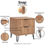 Dumbo 20" Fluted Nightstand (2-Drawer) in Golden Brown
