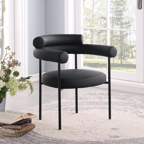 Blake Vegan Leather Upholstered Dining Chair in Black