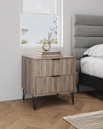 Dumbo 20" Fluted Nightstand (2-Drawer) in Rustic Gray
