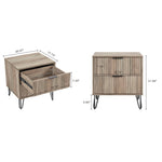 Dumbo 20" Fluted Nightstand (2-Drawer) in Rustic Gray