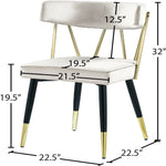 Rheingold Velvet Upholstered Dining Chair in Cream